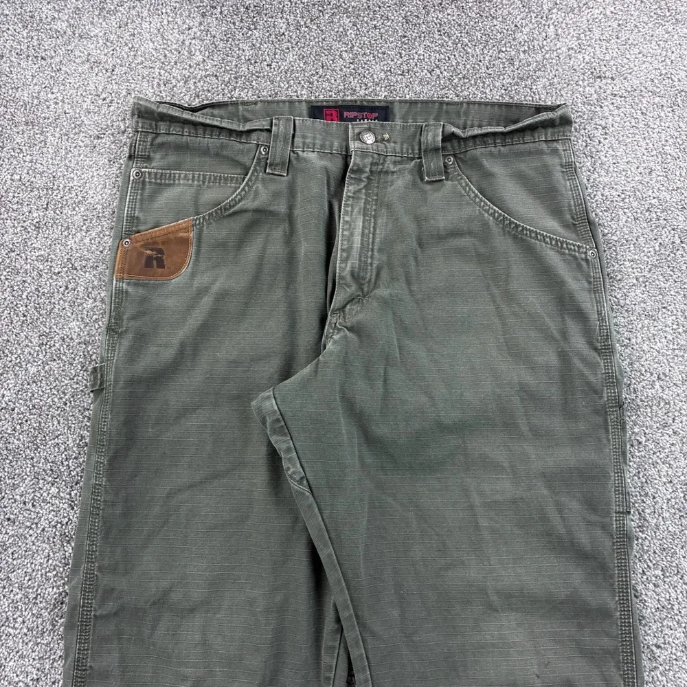 Wrangler Riggs Cargo Pants Mens 36x30 Olive Green Carpenter Ripstop Canvas